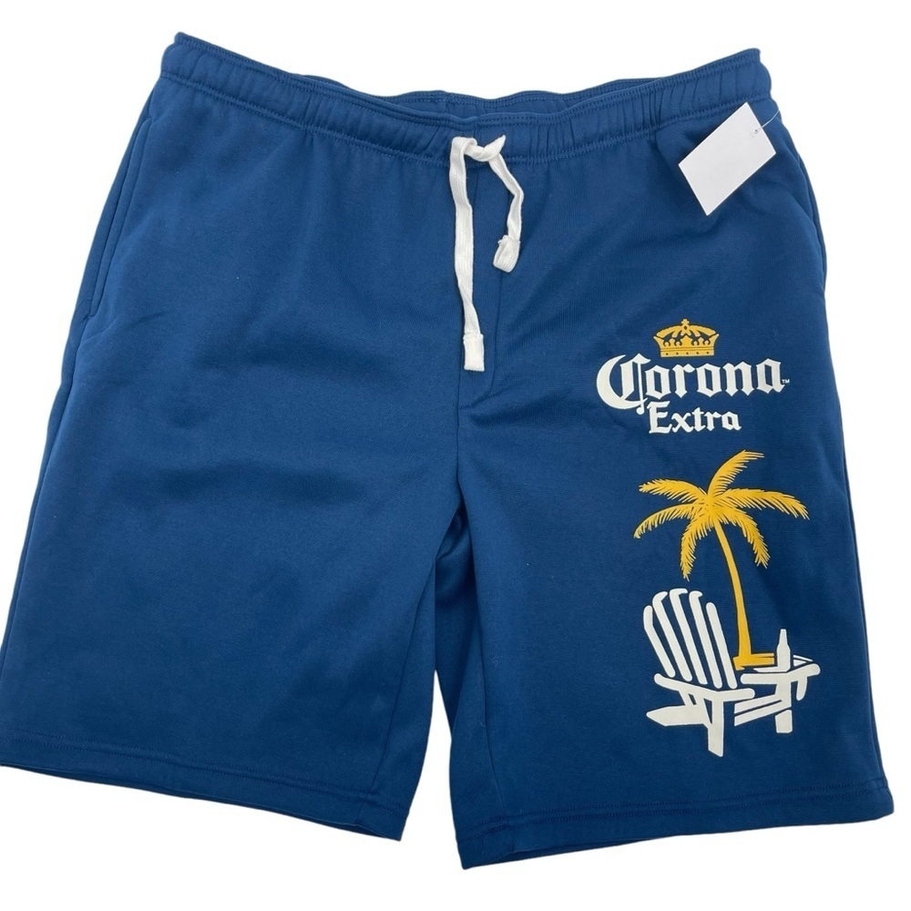 Corona Extra Fleece Shorts Mens Size 2XL Royal Blue Lounge Sleep Beer NWT